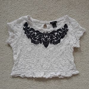 White Lace Crop Top